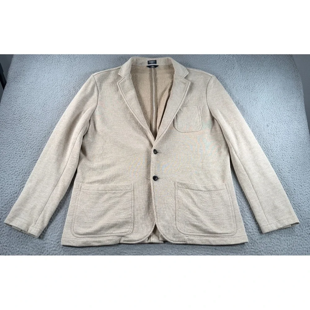 Faherty Inlet Knit Blazer Mens XL Beige Cotton Casual Sport Jacket Preppy